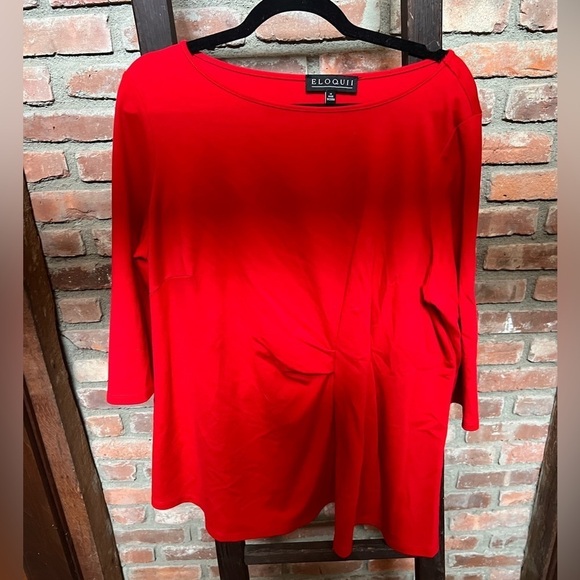 Eloquii pepper red gathered front 3/4 sleeve top red women’s size 14 - Picture 1 of 4